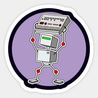 Robot Holding Drum Machine Purple Sticker